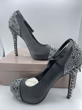 Bakers Black Crystal-Studded Platform Heels